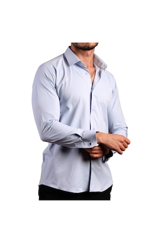 Dicotto Mavi Ekstra Dar Kesim Likralı Esnek Micro Kumaş Kol Düğmeli Slim Fit Erkek Gömlek - 195-4 001