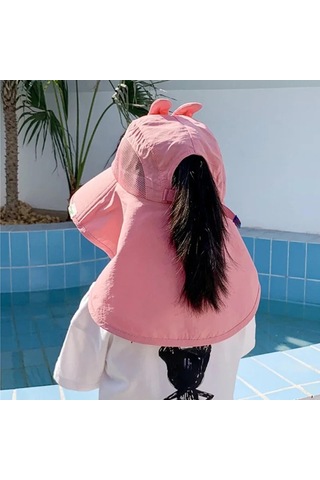 Dachuang Açık Çocuklar Güneş Şapkası Nefes Alabilen Güneş Koruma Şapkası İle Boyun Flep Sunhat Çocuklar Balıkçılık Safari Şapka Rabbit