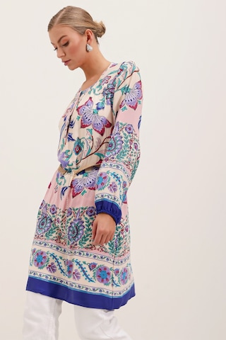 Bigdart 5902 Kemerli Desenli Elbise - Mor 001