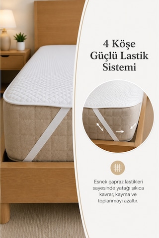 Sıvı Geçirmez Yatak Koruyucu Set 1 Adet 4 Köşe Lastikli Yatak Alezi + 2 Adet Yastık Alezi Nefes Alan Mikrofiber Koruma Seti Tek-çift Kişilik Beyaz