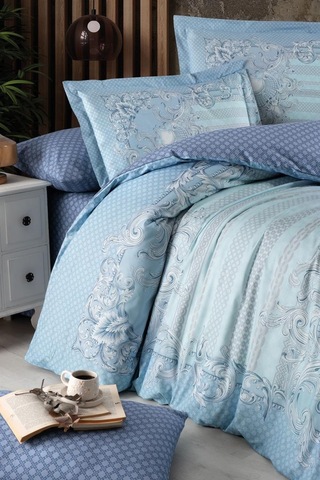 Heritage Dijital Ranforce Çift Kişilik Nevresim Takımı Mirage Turkuaz