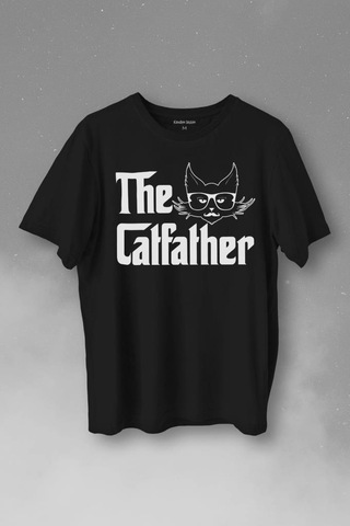 The Godfather Cat Father Catfather Baba Kedi Baskılı Tişört Unisex T-shirt 001