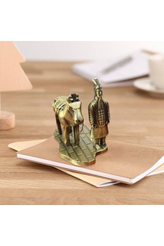 Homyl Antik Çin Qin Heykeli Alaşımlı Ev Modeli Terakota Genel 6,3 Cm X 6 Cm X 3,5 Cm