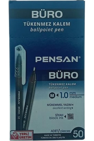 Pensan 2270 Büro 1 Mm Siyah Tükenmez Kalem 50'li Kutu Çok Renkli