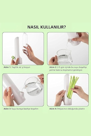Le Nish Home Taze Tutma Kabı - 2'li Ekonomi Seti - Buzdolabı Organizer, Maydanoz, Dereotu Ve Nane Saklama Kabı, Otların Ömrünü 3 Kat Uzatan Akıllı Tas Beyaz