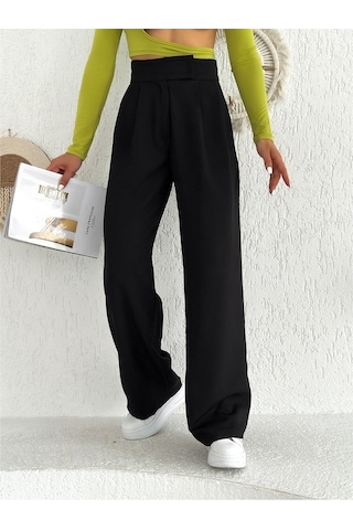 Lavajeans Cırt Cırtlı Bol Paça Plazzo Pantolon Siyah Bej