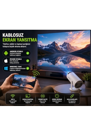 Hy300 Akıllı Projektör 2gb Ram 16gb Rom Android Wifi 6 Bluetooth 5.0 4k Destekli
