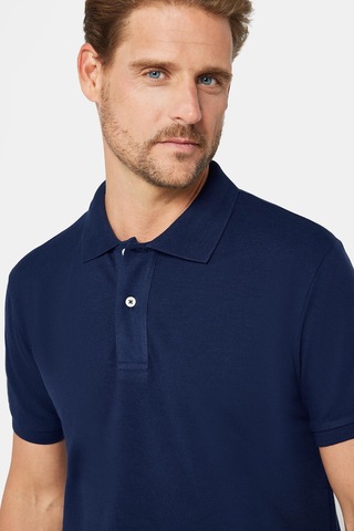 Tudors Erkek Slim Fit Dar Kesim %100 Pamuk Düz Pike Lacivert Polo Yaka Tişört-30496 Lacivert