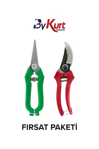 Bykurt Eğri Bağ Budama Makası 20cm Ve Meyve Toplama Makası 19cm Üzüm Çilek Narenciye İçin