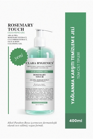 Clara Hygienics Rosemary Touch Cilt Tonu Eşitleyici Ölü Hücre Temizleyici Vegan Yüz Ve Vücut Temizleme Jeli 400 Ml