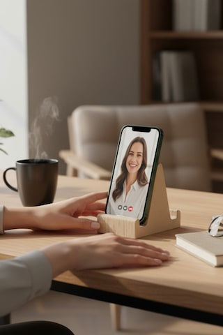Ahşap Çift Taraflı Telefon Standı Kahverengi