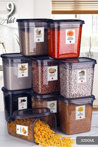 KitchenLife Antrasit Moly Dikdörtgen Saklama Kabı Seti 2000ml Çok Renkli