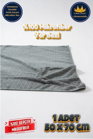 Miss Clean Genel Amaçlı Mikrofiber Yüzey Temizlik Bezi 50 X 70 Cm, Yer Bezi Gri