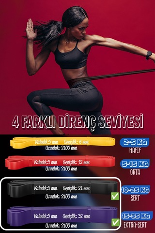 2li Set 25+35 Kg Direnç Bandı Seti Kas Geliştirme Lastiği Fitness Pilates Cross Training Bant Çok Renkli