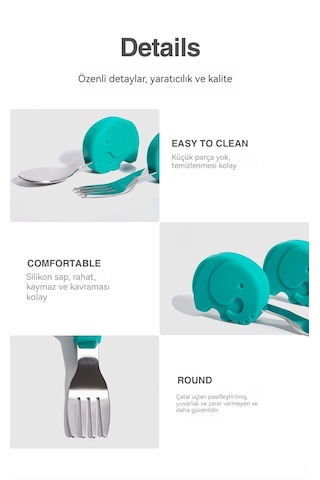 Kısa Saplı Çocuk Paslanmaz Çelik Çatal-kırmızı 05 Kırmızı