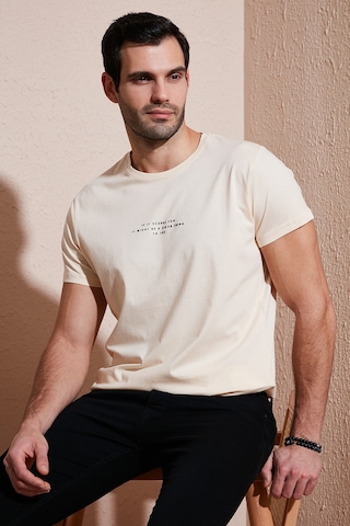 Buratti Pamuklu Slim Fit Bisiklet Yaka Erkek T Shirt 541Ifit Bej