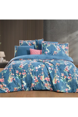 Sarev Leticia Mavi King Size %100 Pamuk Saten "300 Tc" Nevresim Takımı MAVI