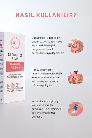 id-T Pink Touch Uvb+Uva Broad Hafif Tonlu Pembe Dokunuş Su Bazlı Güneş Koruyucu Yüz Kremi SPF50+ 75 ML