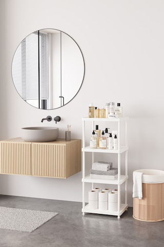 Beyaz 4 Katlı 33x40 Ekstra Geniş Düzenleyici Mutfak Banyo Ve Kiler Rafı