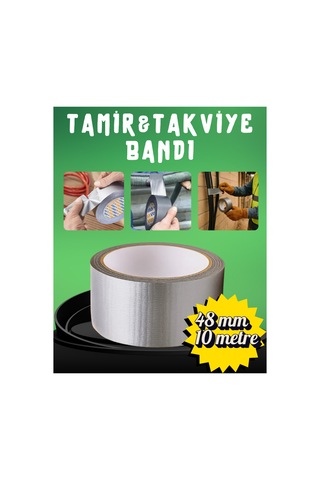 Gri Tamir Ve İzolasyon Bandı 48mm X 10 Metre - Su Geçirmez Güçlü Duct Tape Sızdırmazlık Bandı Tamir Takviye Bandı