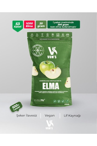 Voms Dondurularak Kurutulmuş Meyve Cipsi - Freeze Dried Elma 20gr 20 G