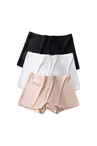 Royaleks Kadın Dikişsiz Görünmez Iz Yapmaz Mini Şort Boxer Siyah-Beyaz-Ten 3 Adet Çok Renkli
