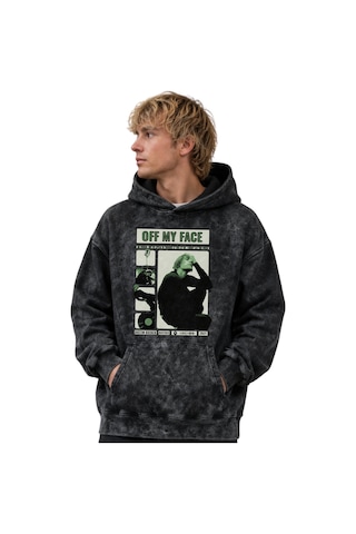 Sevbano Justin Bieber Şarkıcı Baskılı Unisex Oversize Premium Yıkamalı Ho Siyah