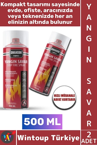Yangınsavar Ev Ofis Otomobil Kamp Hızlı Acil Durum Söndürme Tüpü Sprey Yangın Savar 500 Ml 2 Adet