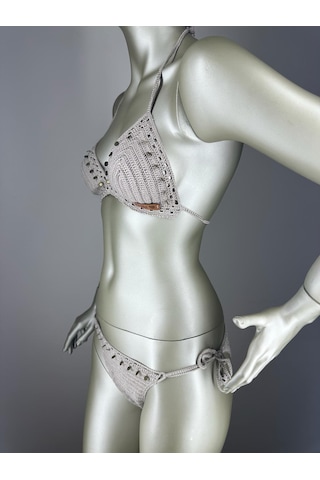 İvita Pul Detaylı Çok Tarz El Yapımı Tığ Örgüsü Bikini