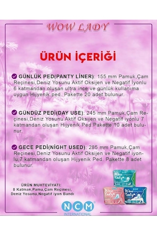 Wow Lady Günlük Set 3 x 20'li