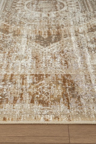 Matris Mı005r Krem Kahve Halı Modern Pamuk Taban Akrilik Tozuaz Salon Yatak Odası Koridor Halısı-1333