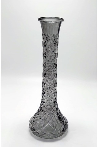 El Yapımı Antrasit Renk Baklava Model Cam Karanfillik 25cm