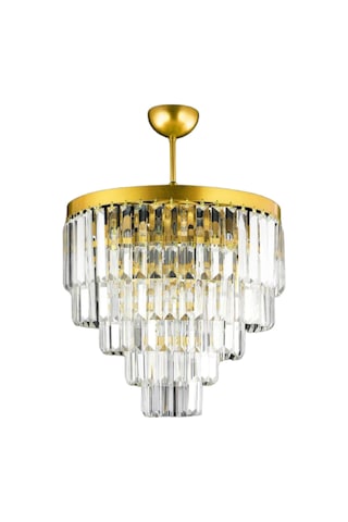 Nilsa Gold 40x40 Cm'lik Kristal Taşlı Lüks Avize - Yatak Odası - Salon - Mutfak - Hol Altın