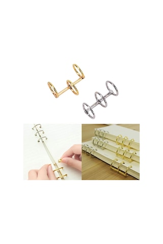 Defter Kapağı Gevşek Yapraklı Bağlayıcı Metal Halkaları - 2 Adet Gold
