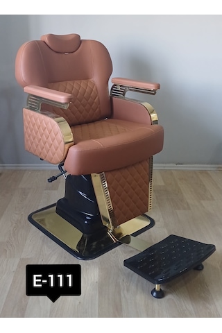 Egeli Berber-kuaför Koltuğu-hidrolikli-gold Nikelajlı-kahve