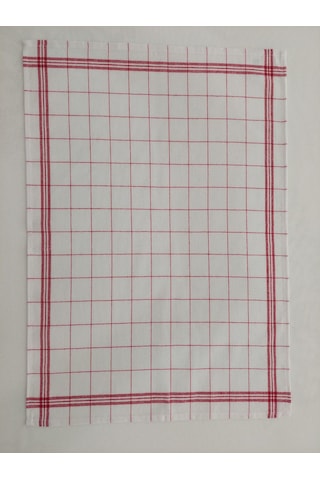 Pamuklu Beyaz Kırmızı Çizgili Renkli 4'lü Kurulama Bezi,peçete