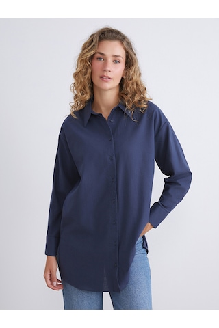 Lcw Modest Lacivert Loose Fit Kadın Gömlek Tunik