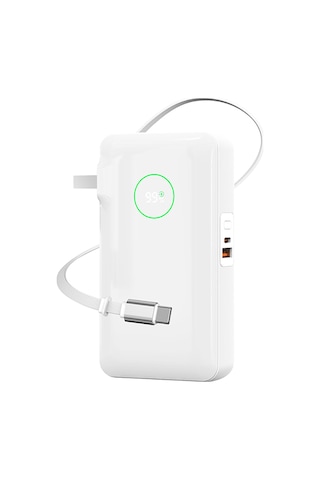 Wiwu Wi-p049 Noble Serisi Type-c Kablolu Dijital Led Göstergeli Powerbank Pd 35w 10000mah Beyaz