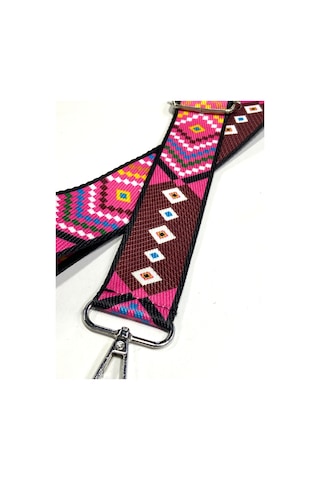 Karan Tuhafiye Otantik Desenli Çanta Sapı / Ayarlanabilir Palaska / Polyester Çanta Sapı Pembe