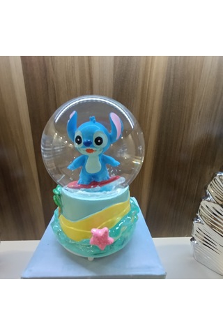 Işıklı Püskürtmeli 10cm-8cm -mavi Renk Sarı Altlık Stitch K...