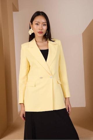Sarı Oversize Dokuma Blazer Ceket Sarı