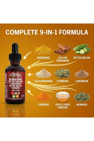 Clean Nutraceuticals Berberine With Ceylon Cinnamon Supplement Liquid Drops 60 Ml, Bitter Melon Extract Usa Menşeii Dmmedicineden Aromasız