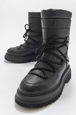 Luvishoes Weld Siyah Cilt Kadın Kar Botu Siyah
