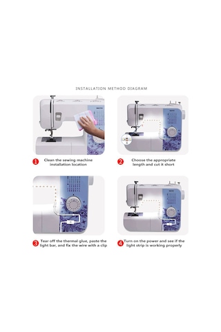Ximistore9 Sewing Machine Led Aydınlatma Şeridi 5v 2835 Model Su Geçirmez 300mm Dürtme Anahtarlı Kolay Kurulum Çok Amaçlı Işık Kaynağı