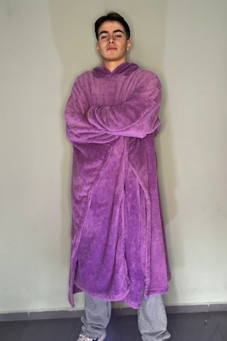 Giyilebilir Hoodie Battaniye Rahat Kalıp Tek Beden Lila