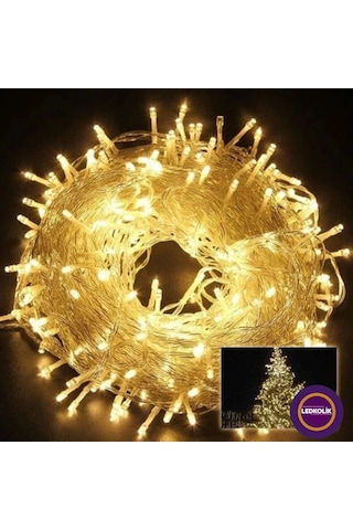 Yılbaşı Aydınlatması 100 Led Perde Hortum Sıcak Beyaz Işık - 10 Metre Dekoratif Şeffaf Kablolu Süs Çok Renkli