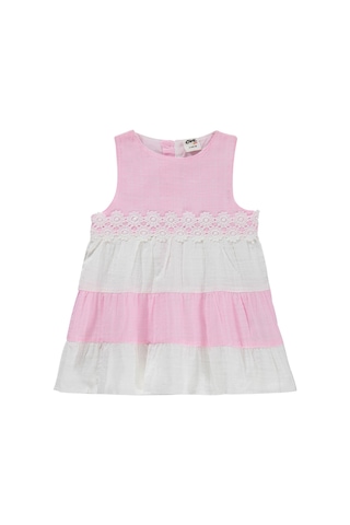 Civil Baby Renkli Roba Dantelli 6-18 Ay Elbise - Pembe