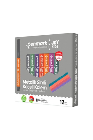 Penmark Süper Yıkanabilir 12'li Metalik Simli Jumbo Keçeli Kalem Seti