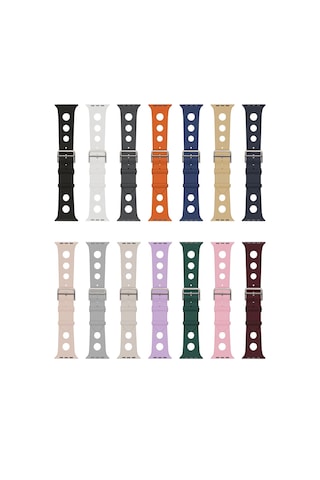 Apple Uyumlu Watch  10 42mm Delikli Tasarım Zore Krd-147 Silikon Kordon