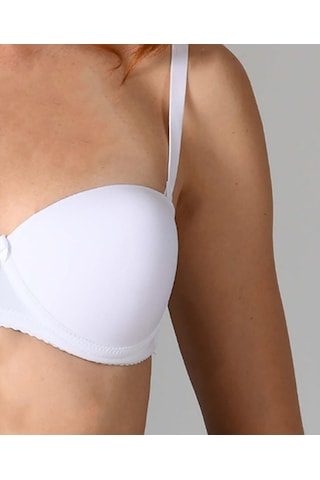 Nbb Destekli Push-up Straplez Cuplı Basic Sütyen- 3520 Beyaz